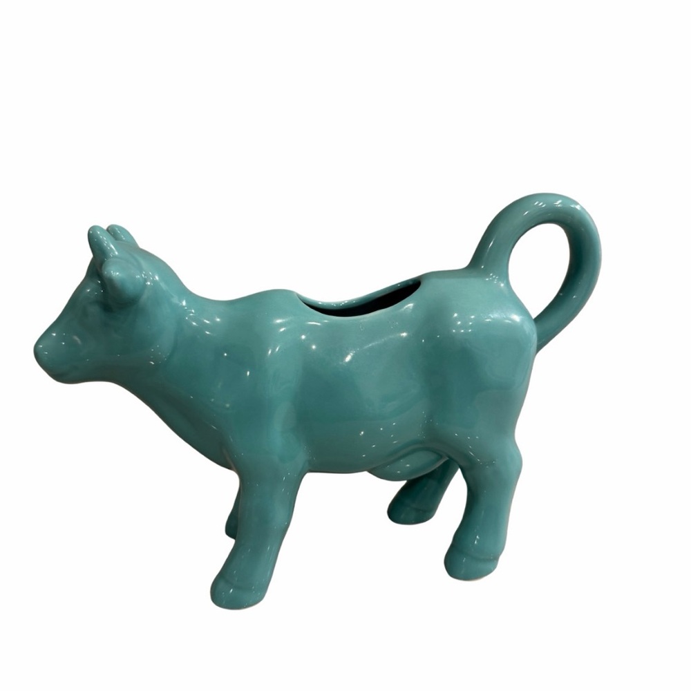 Food Network Turquoise Aqua Blue Cow Creamer Pitcher